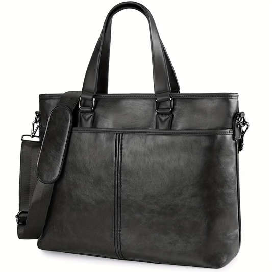 Rubardy Laptop Bag 39.62cm Briefcase Satchel Messenger Bag Men's Office Work Vintage Black Deep Blue